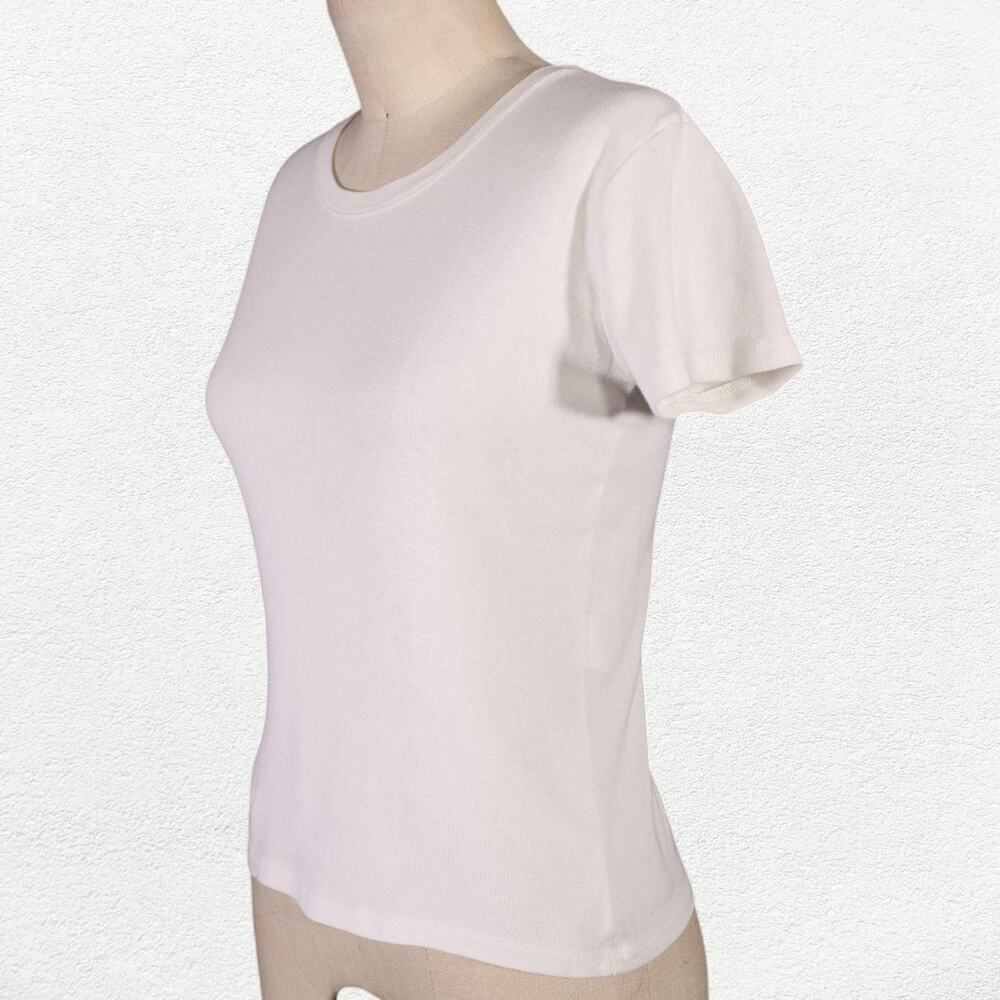 Brandy Melville Ribbed Crewneck Tee in White